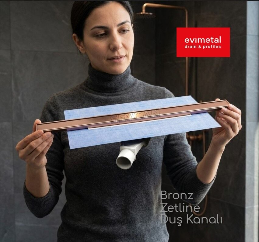 Evimetal Zetline Duş Kanalı Bronz 60 cm Yandan Çıkış