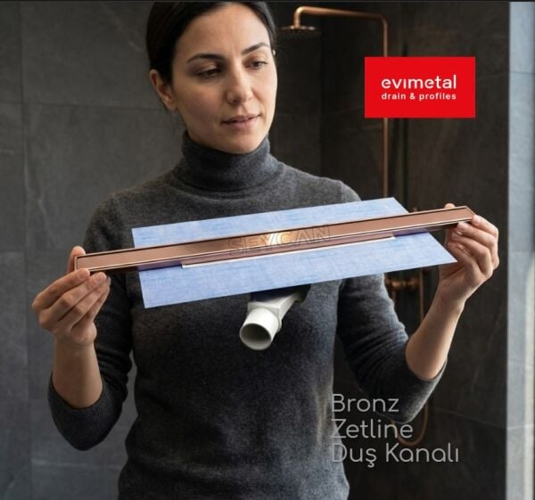 Evimetal Zetline Duş Kanalı Bronz 60 cm Yandan Çıkış