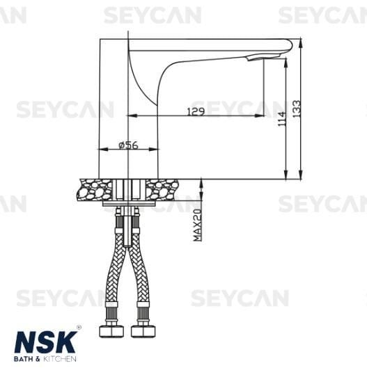 NSK Fotoselli Çift Su Girişli Lavabo Bataryası