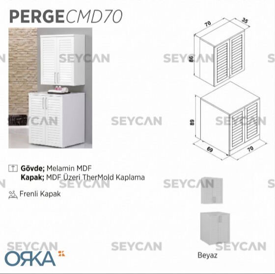 Orka Perge Çamaşır Makine Dolabı
