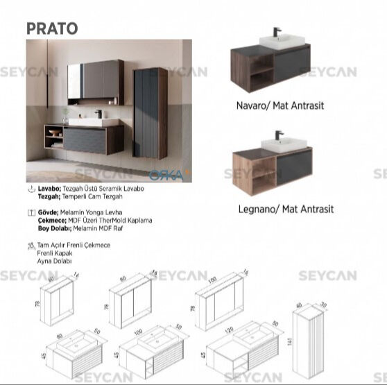 Orka Prato 100 cm Asma Banyo Dolabı
