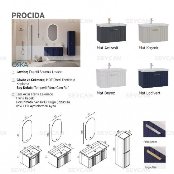 Orka Procida 60 cm Banyo Dolabı