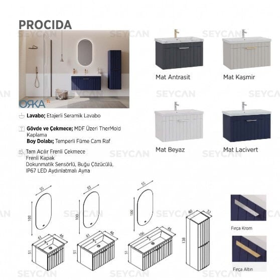 Orka Procida 80 cm Banyo Dolabı