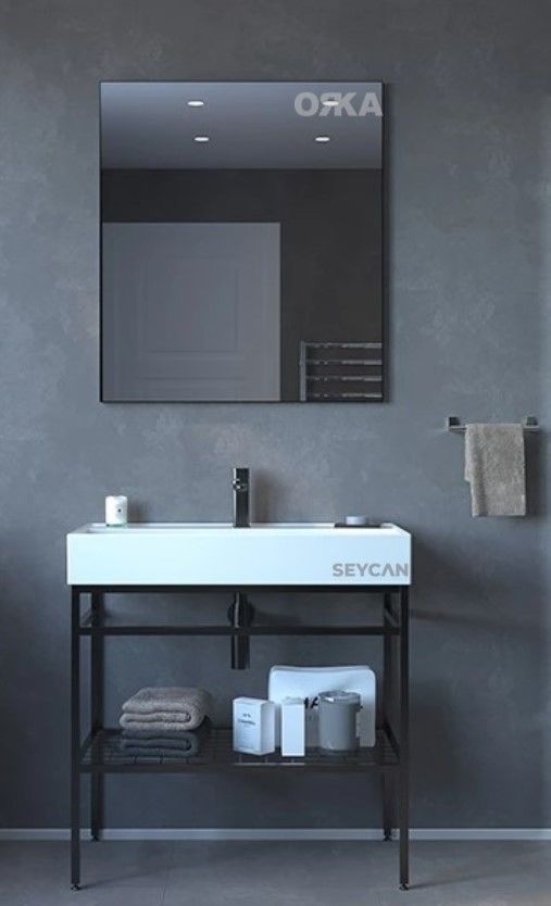 Orka Cape Town 80 cm Ayaklı Siyah Lavabolu Banyo Dolabı