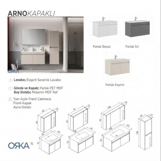 Orka Arno Banyo Dolabı 85 cm