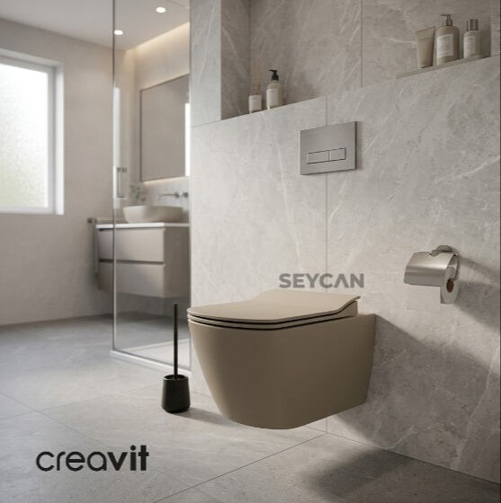 Creavit Elegant Rim-Off Asma Klozet Seti Cappucino