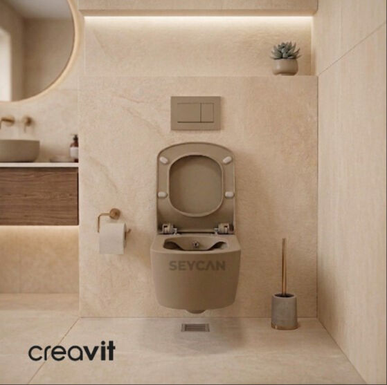 Creavit Elegant Rim-Off Asma Klozet Seti Cappucino