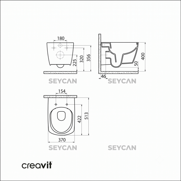 Creavit Elegant Rim-Off Asma Klozet Seti Cappucino