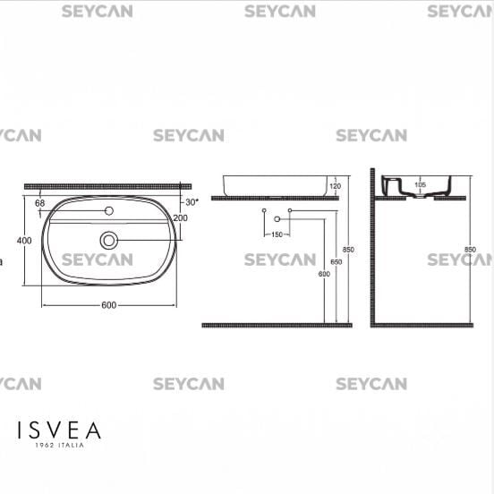 İSVEA Sintesi 60 cm Tezgah Üstü Lavabo Siyah