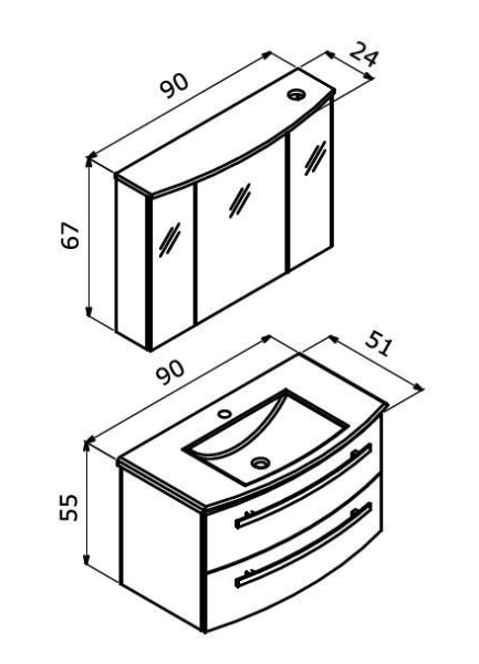 Orka Urla 90 cm Asma Banyo Dolabı
