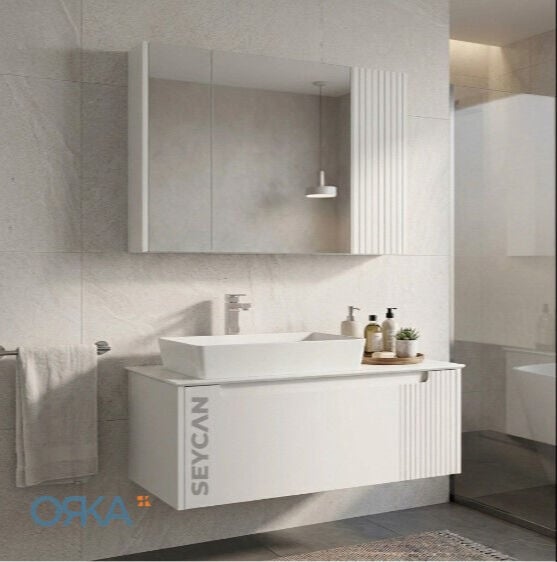 Orka Biella 100 cm Ayna Dolaplı Banyo Dolabı