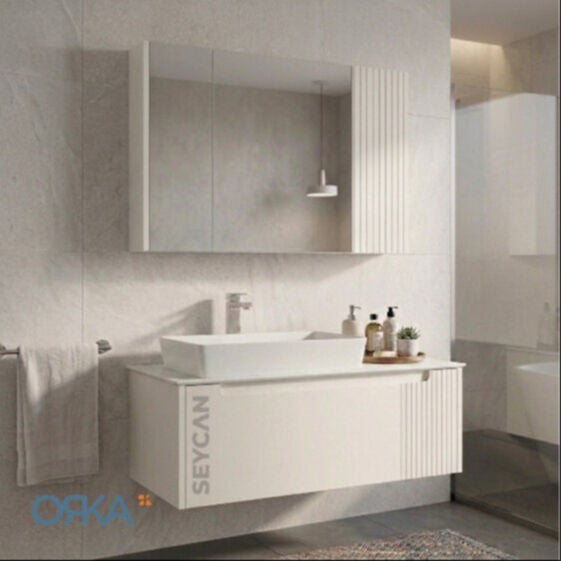 Orka Biella 100 cm Ayna Dolaplı Banyo Dolabı