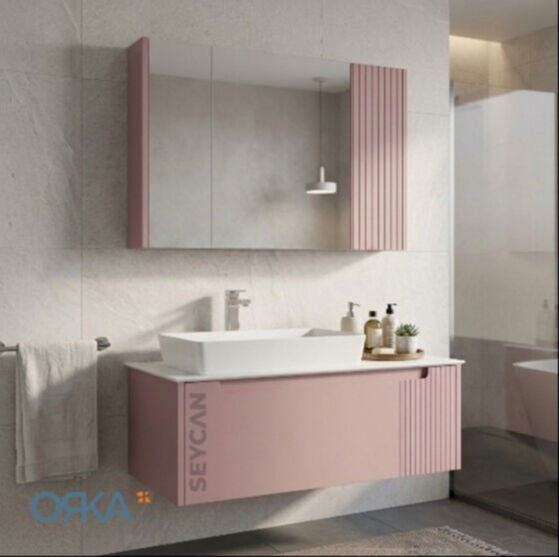 Orka Biella 100 cm Ayna Dolaplı Banyo Dolabı