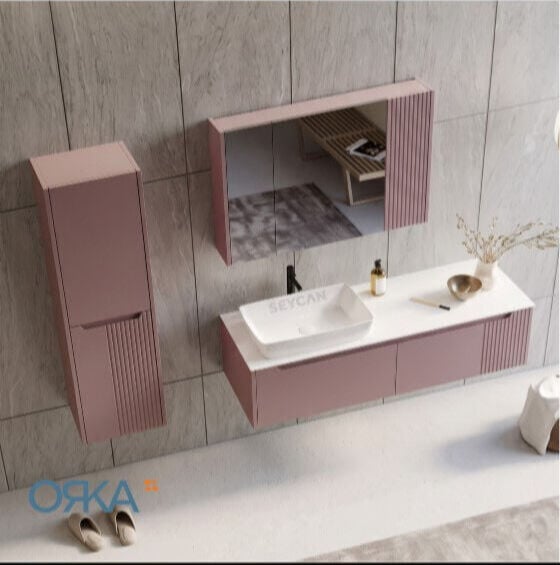 Orka Biella 100 cm Ayna Dolaplı Banyo Dolabı