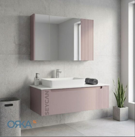 Orka Biella 120 cm Ayna Dolaplı Banyo Dolabı