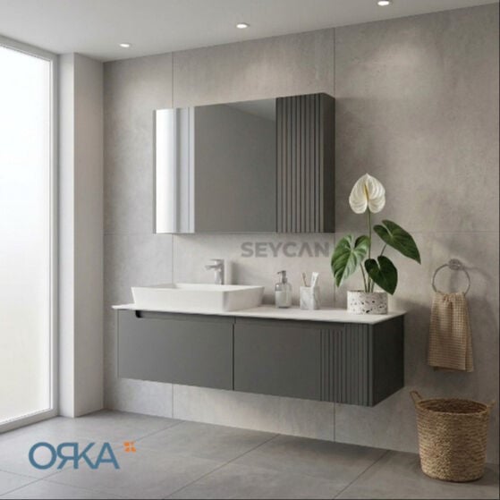 Orka Biella 140 cm Ayna Dolaplı Banyo Dolabı