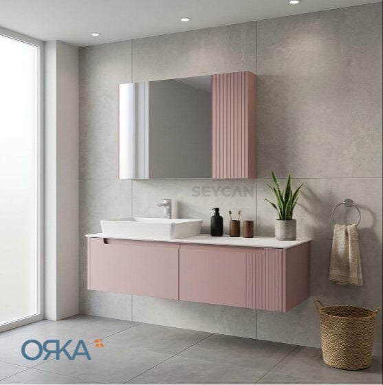 Orka Biella 140 cm Ayna Dolaplı Banyo Dolabı