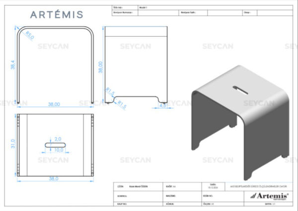 Artemis Solid Duş Oturağı Beyaz