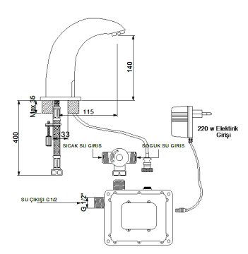 Newarc Elite Fotoselli Lavabo Bataryası Krom