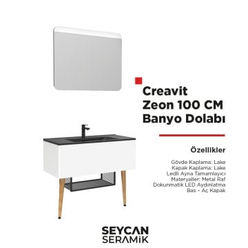 Zeon 100cm Banyo Dolabı Beyaz