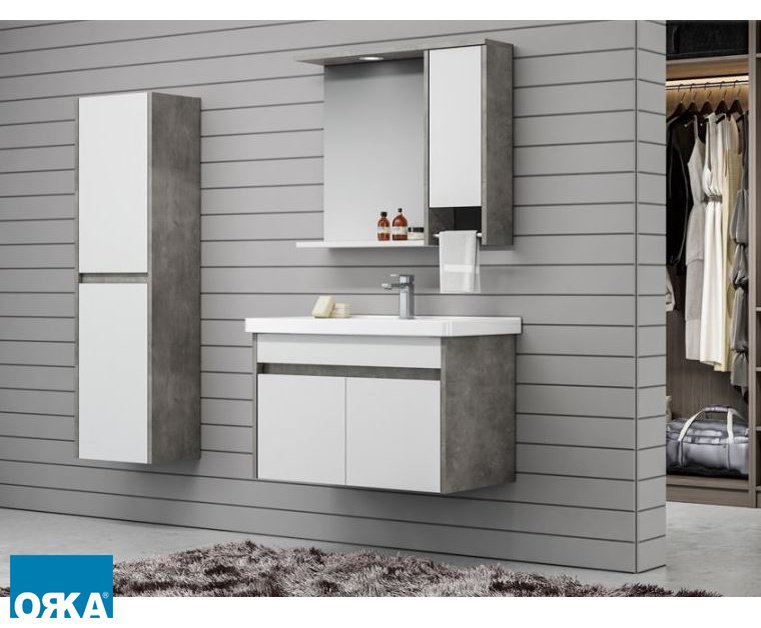 Aydos 85 cm Banyo Dolabı Retro Gümüş