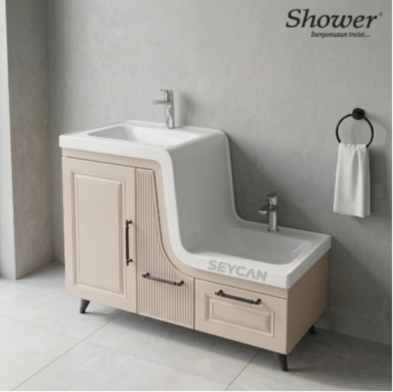 Shower Ceylin Abdest Dolabı Kapaklı Sistem