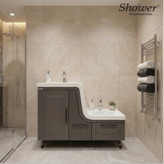 Shower Ceylin Abdest Dolabı Kapaklı Sistem