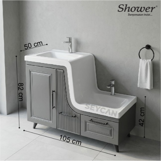 Shower Ceylin Abdest Dolabı Kapaklı Sistem