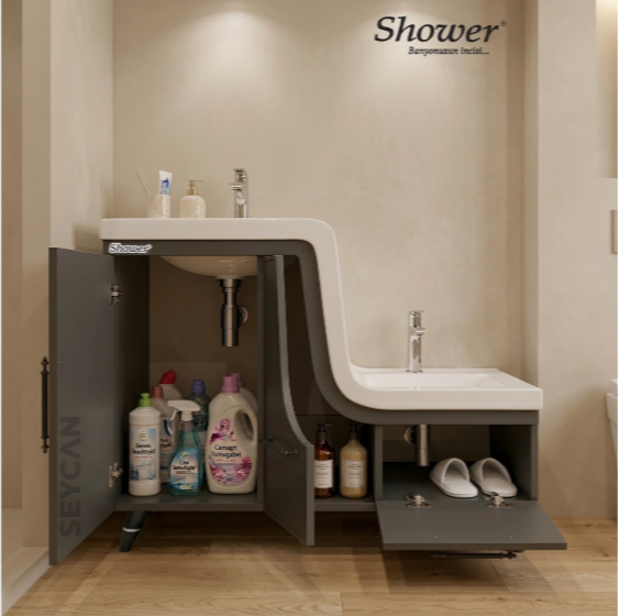 Shower Ceylin Abdest Dolabı Kapaklı Sistem