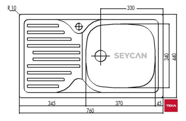 Teka İnfant 45 1B 1D Sol Damlalıklı Parlak Yüzey Çelik Evye