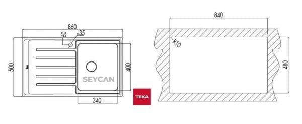 Teka Vitae 45 B 1B 1D Sağ Damlalıklı Mikro Keten Dokulu Çelik Evye