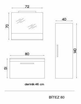 Orka Bitez Banyo Dolabı 80 cm