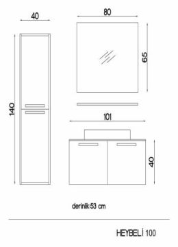 Orka Heybeli Banyo Dolabı 100 cm