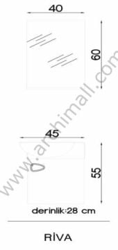 Orka Riva Banyo Dolabı 45 cm