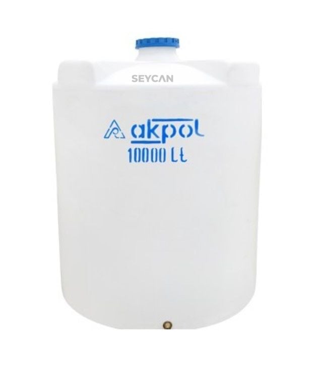Akpol 10000 lt Beyaz Polietilen Dik Silindir Su Deposu