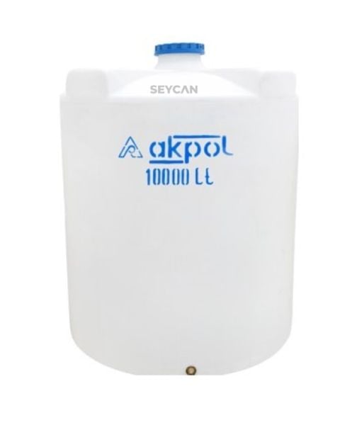 Akpol 10000 lt Beyaz Polietilen Dik Silindir Su Deposu