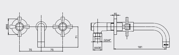 Eca Quadrille Duvardan Ankastre Lavabo Bataryası