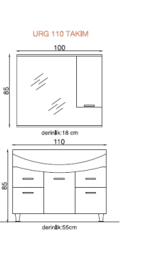 Orka Ürgüp 110cm Banyo Dolabı