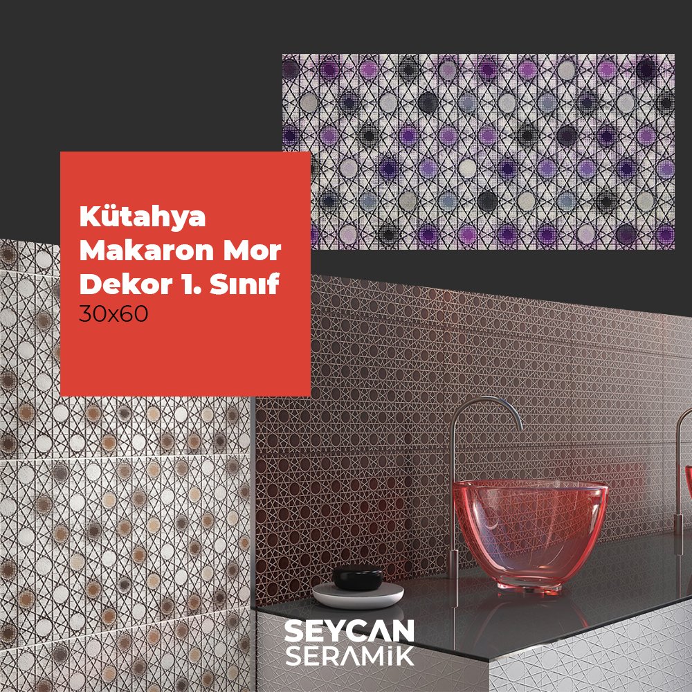 Kütahya Seramik 30x60 Makaron Mor Dekor
