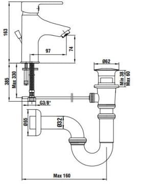 ECA Vera Lavabo Bataryası Kumandalı Krom