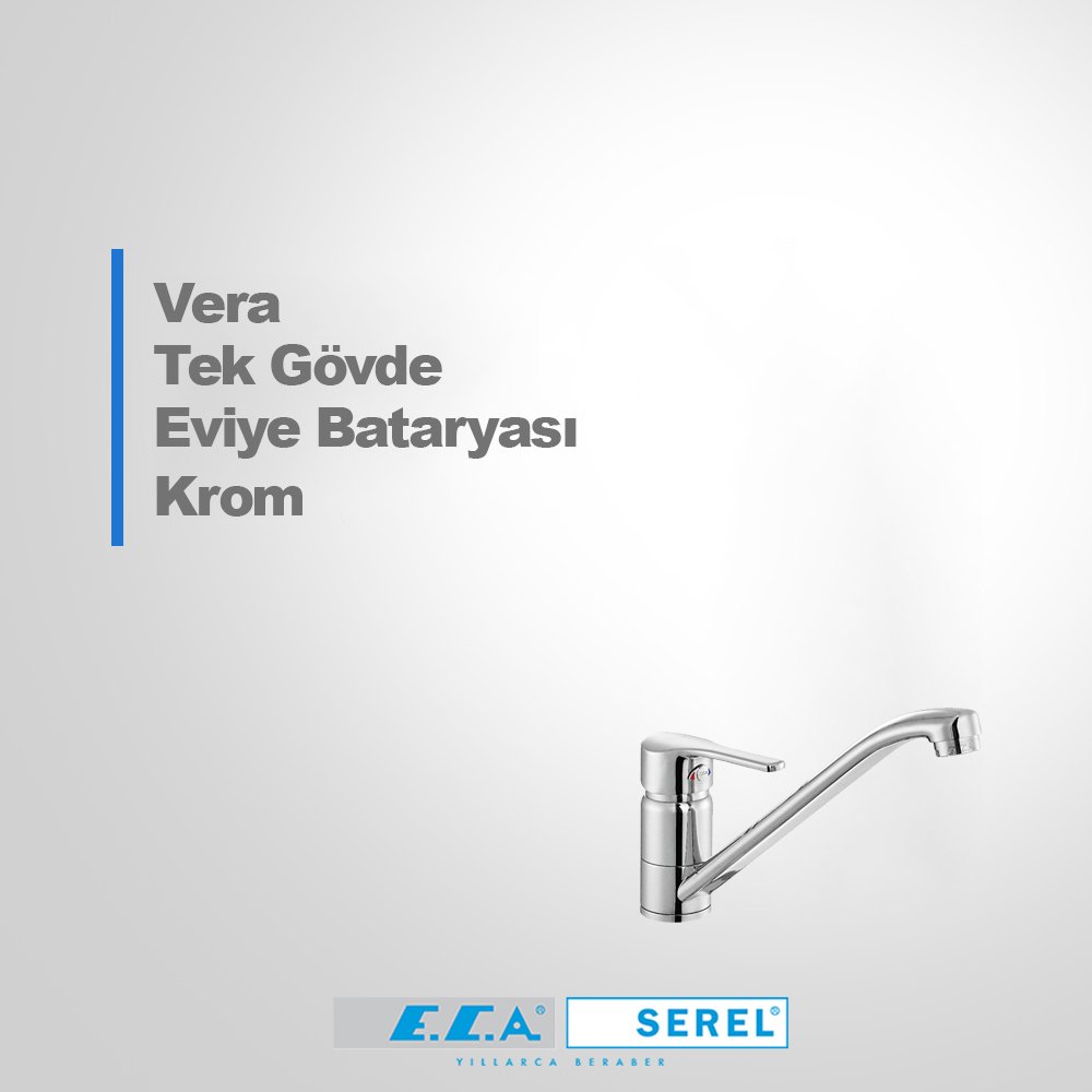 ECA Vera Tek Gövde Evye Bataryası Krom
