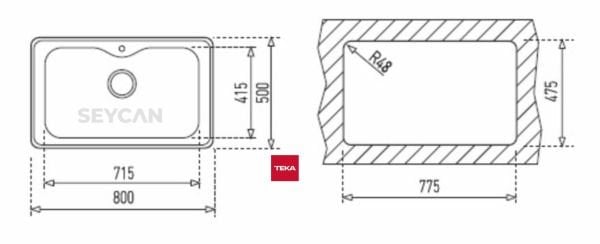 Teka Bahıa Parlak Yüzey Çelik Evye