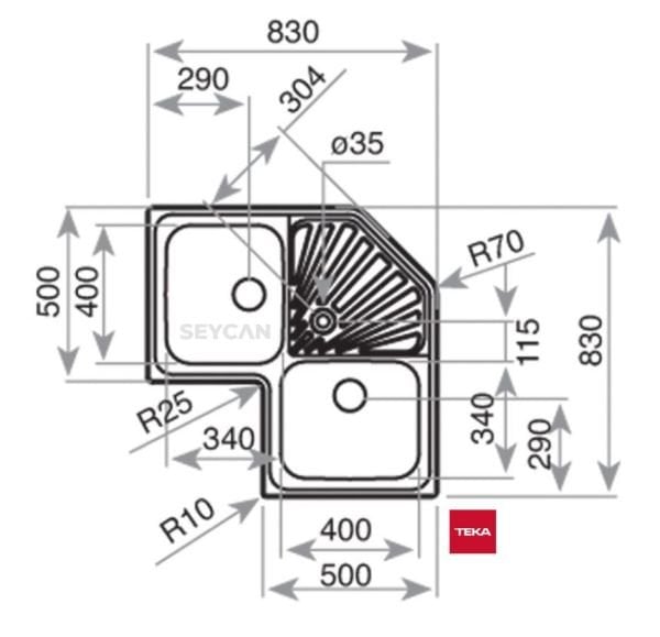 Teka Classıc Angular 2B Parlak Yüzey Çelik Evye
