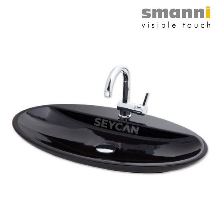 Smanni Sarin BD Siyah Oval Tezgah Üstü Lavabo