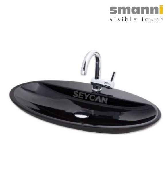 Smanni Sarin BD Siyah Oval Tezgah Üstü Lavabo