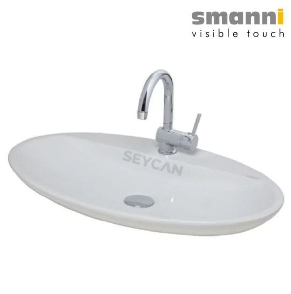 Smanni Sarin BD Beyaz Oval Tezgah Üstü Lavabo