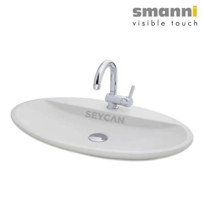 Smanni Sarin BD Mat Beyaz Oval Tezgah Üstü Lavabo
