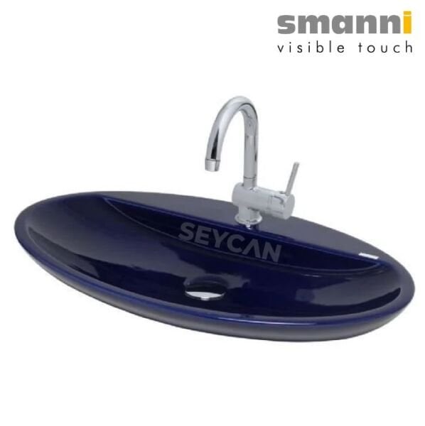 Smanni Sarin BD Lacivert Oval Tezgah Üstü Lavabo
