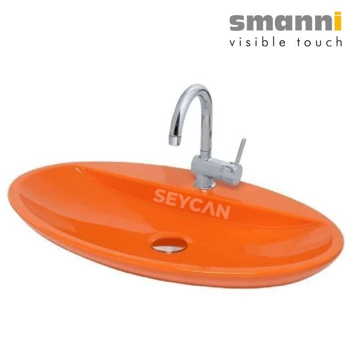 Smanni Sarin BD Turuncu Oval Tezgah Üstü Lavabo