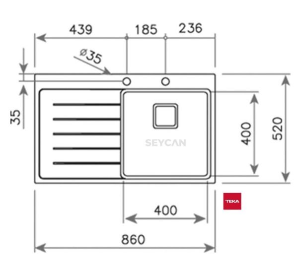 Teka Zenıt RS15 1B 1D Sol Damlalıklı Parlak Yüzey Çelik Evye